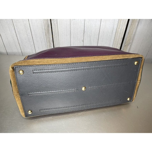 Yves Saint Laurent Muse Two Cabas Tote Purple Green Pebble Leather Carry All Bag - Picture 10 of 13